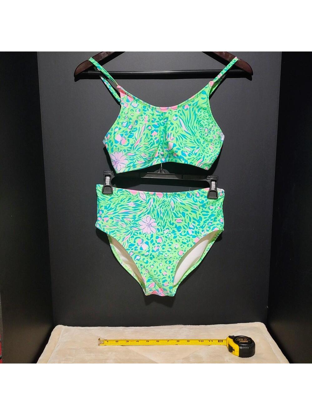 Art Class Girls / Teen XXL Swimsuit 2 Piece Green Pink  Floral